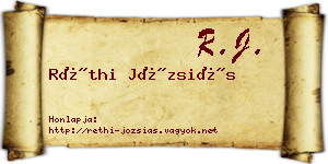 Réthi Józsiás névjegykártya